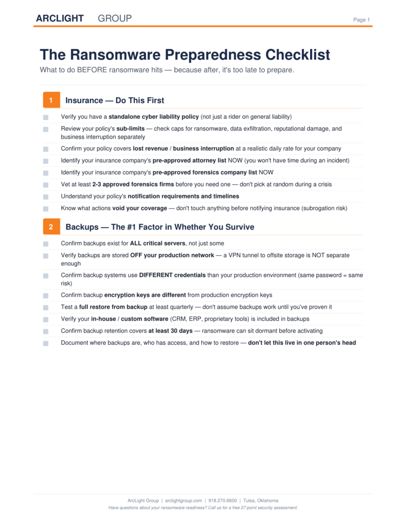 Ransomware Response Checklist | ArcLight Group